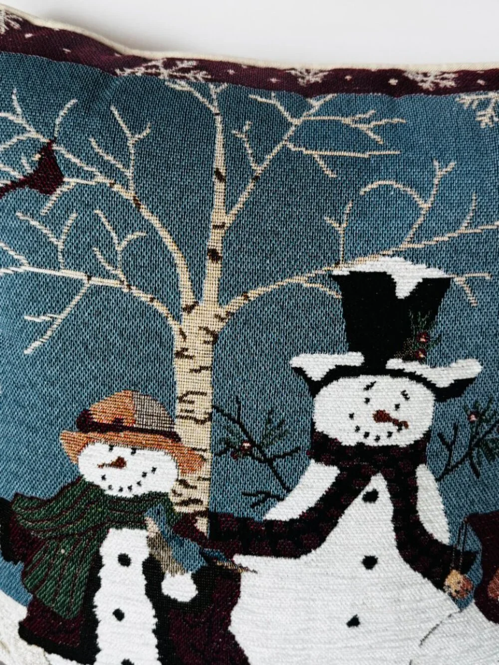 St. Nicholas Square Holiday Snowman Throw Pillow 16x16